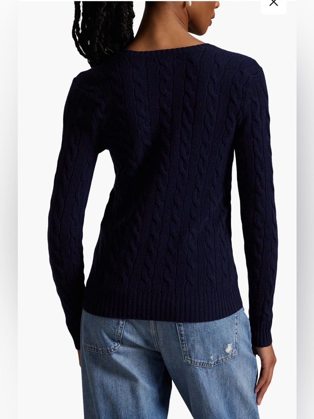 Polo Ralph Lauren Women’s Cable-Knit Wool-Cashmere V-Neck Sweater Size XL - Picture 2 of 6